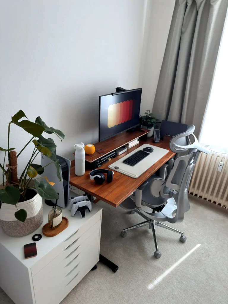 Modern computer workstation and desk setup
